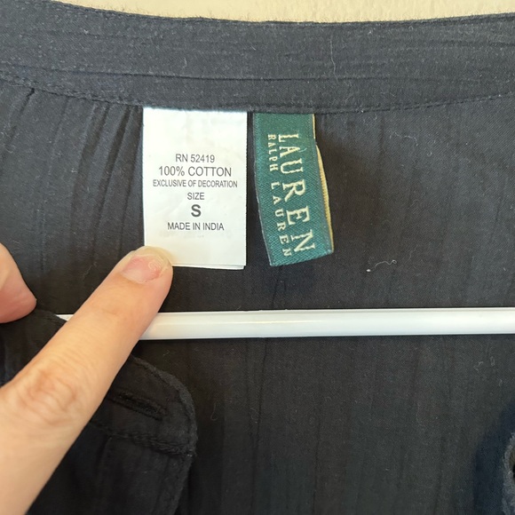 Ralph Lauren Black Button-Up Tunic 100% Cotton size Small - Picture 2 of 8